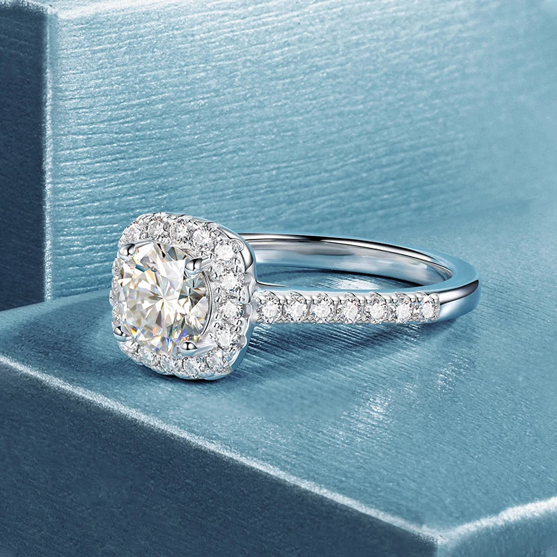 6.5mm 1ct Moissanite Halo Engagement Ring, image 3