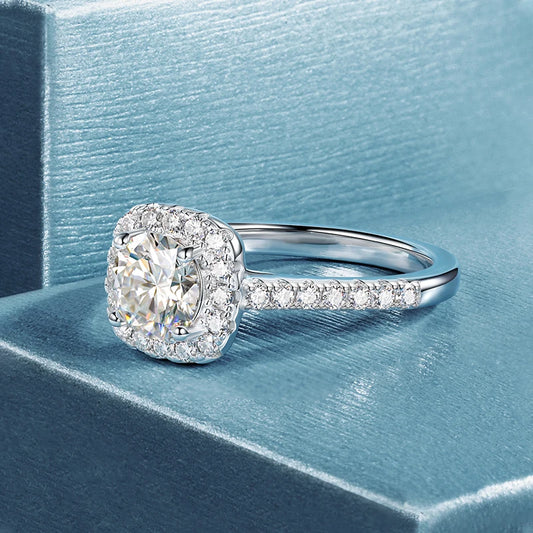 6.5mm 1ct Moissanite Halo Engagement Ring, image 3