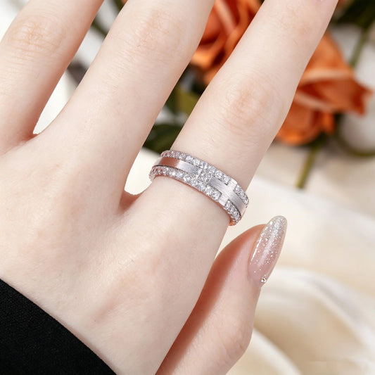 Moissanite Double Row Eternity Band Ring, image 6