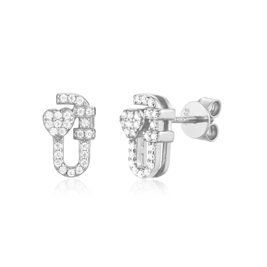 Moissanite Paper Clip Stud Earrings, image 2