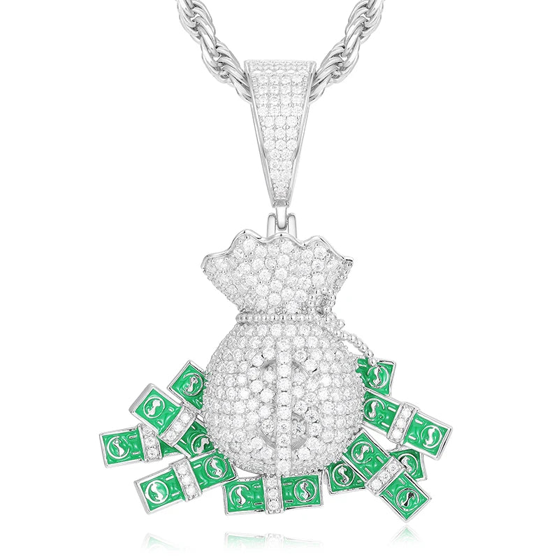 Iced Out Money Pendant Necklace for Men, image 12