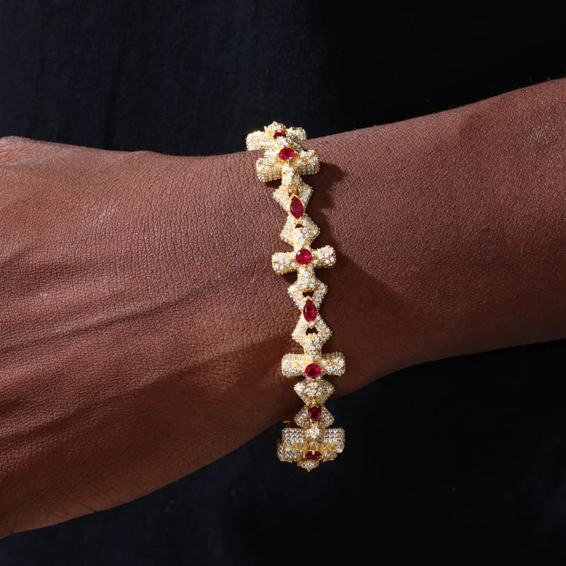 Iced Out Cross Link Bracelet for Men, image 8