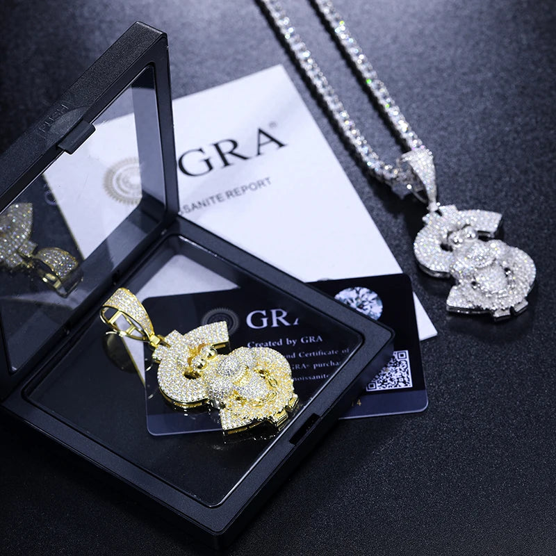 Iced Out Dollar Sign Pendant Necklace for Men, image 5