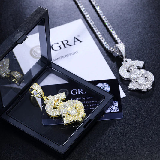 Iced Out Dollar Sign Pendant Necklace for Men, image 5