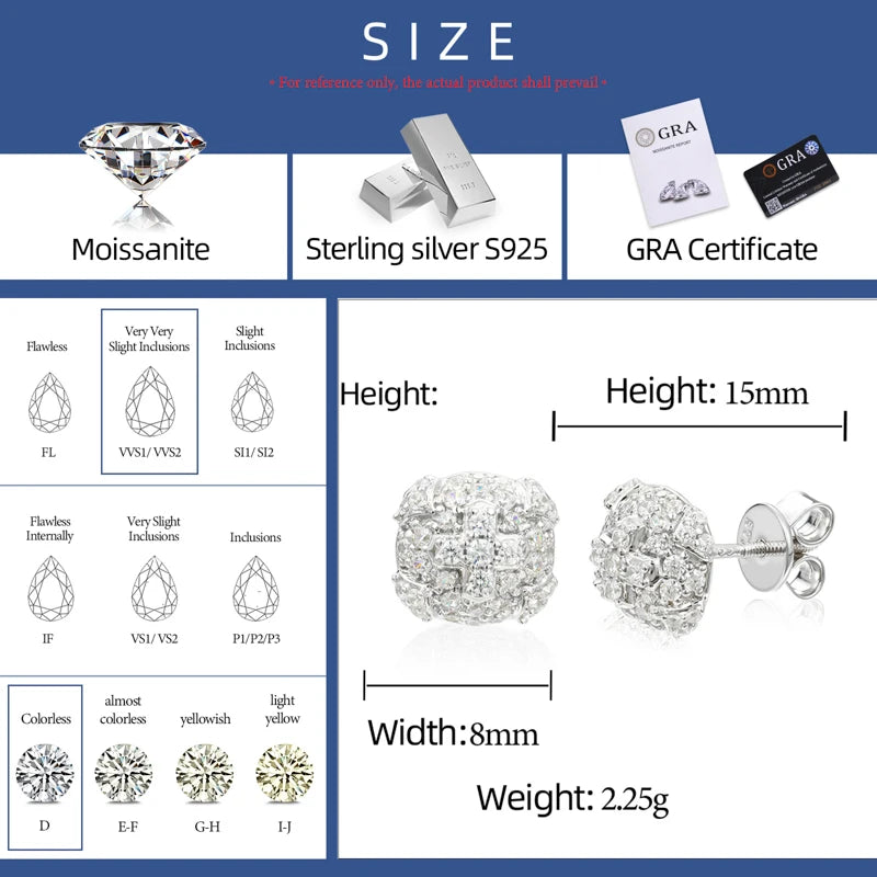 Iced Out Moissanite Cross Stud Earrings for Men, image 4
