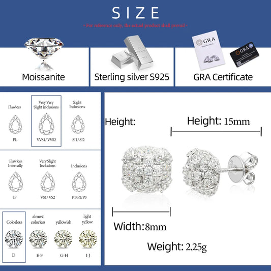 Iced Out Moissanite Cross Stud Earrings for Men, image 4