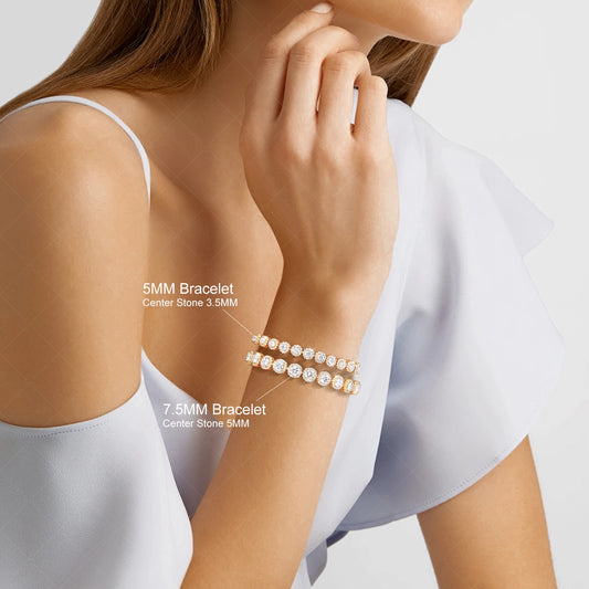 Iced Out Moissanite Halo Tennis Bracelet, image 4