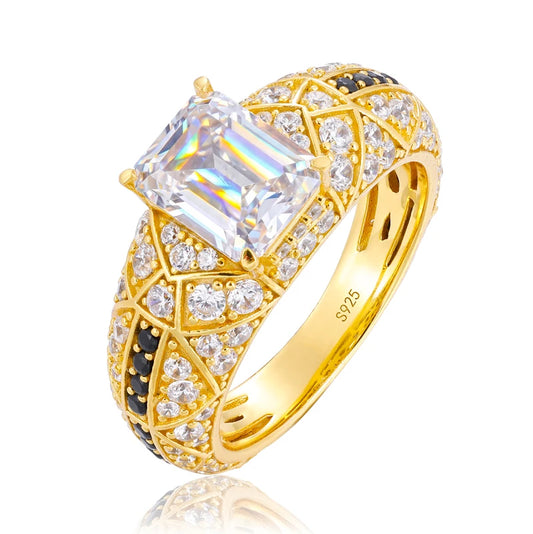 Emerald Cut Moissanite or Cubic Zirconia Signet Ring for Men
