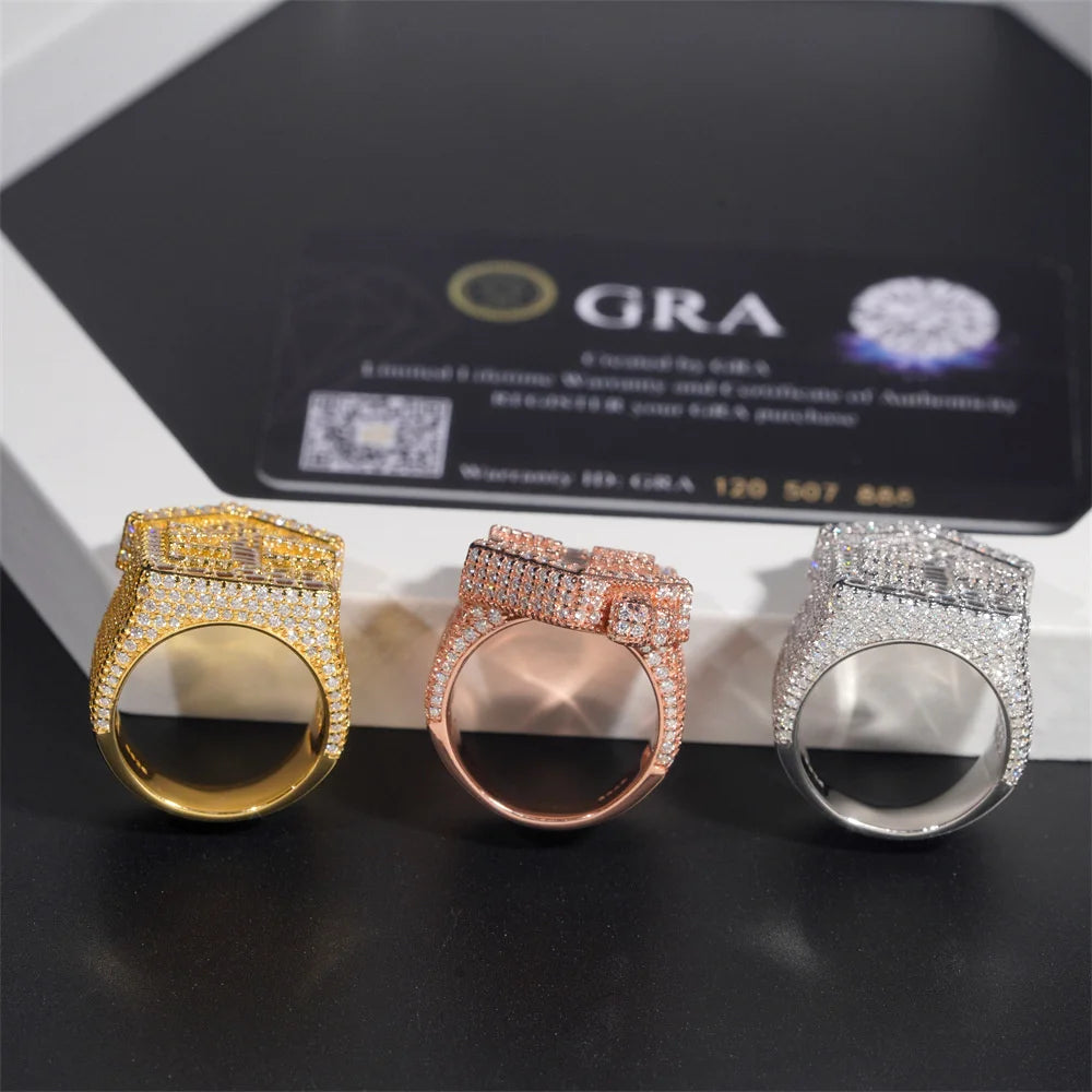 Iced Out Baguette Signet Ring for Men, image 5