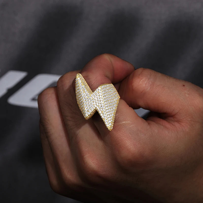 Iced Out Lightning Bolt Ring for Men, image 6