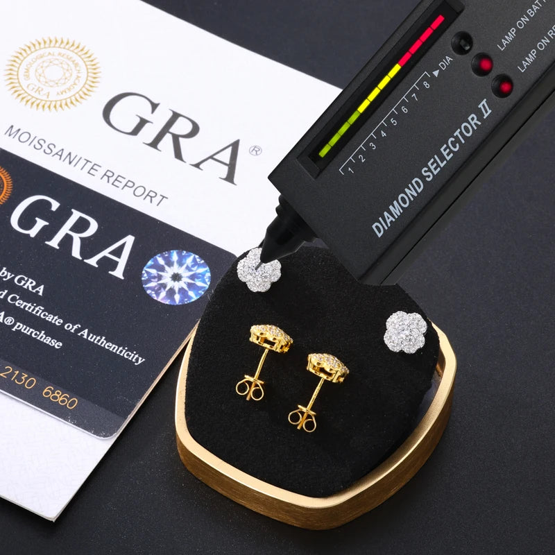 Moissanite Clover Cluster Stud Earrings, image 5
