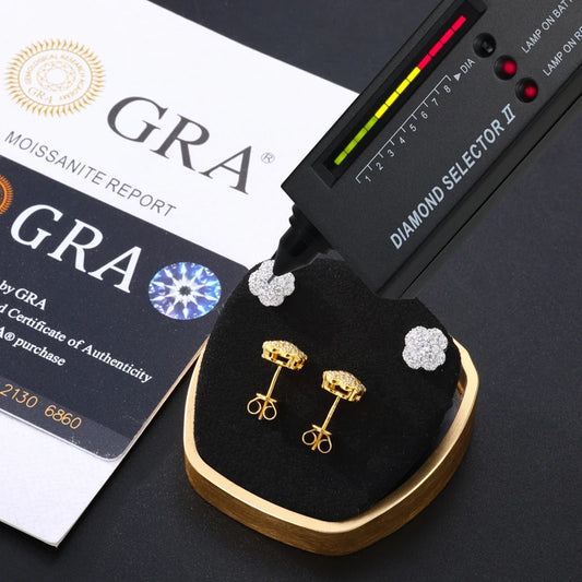 Moissanite Clover Cluster Stud Earrings, image 5