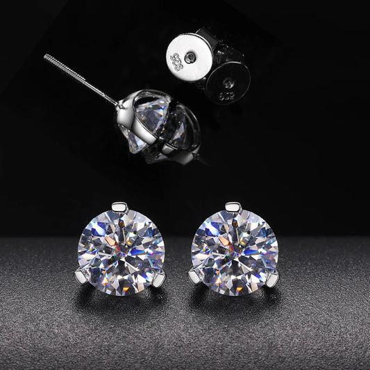 Moissanite Three Claw Cluster Stud Earrings