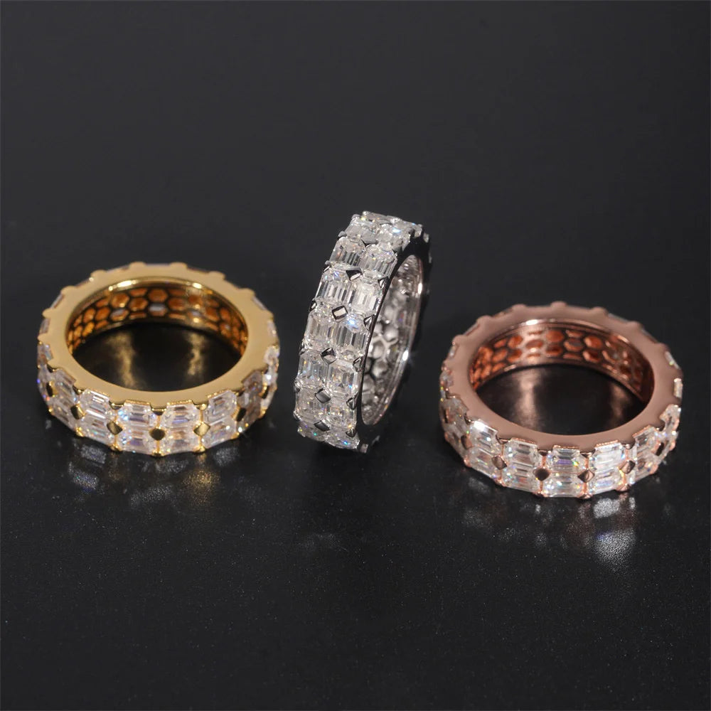 Two Row Baguette Iced Out Band Ring for Men