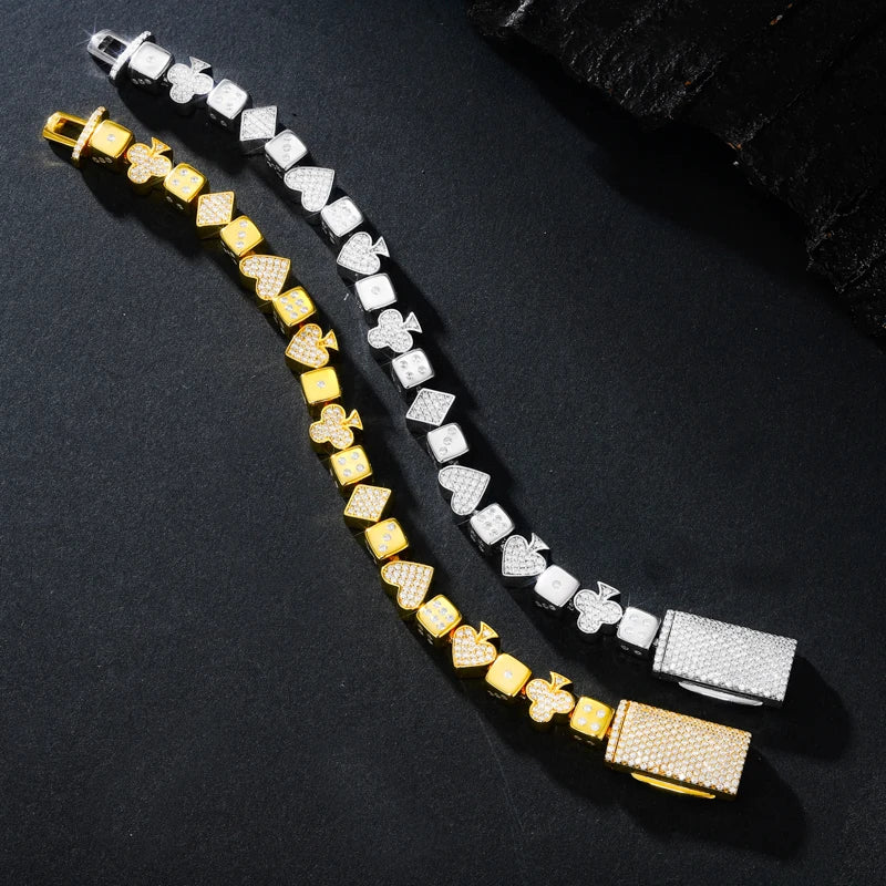 Iced Out Poker Dice Link Bracelet for Men, image 5