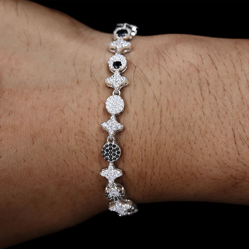 Iced Out Star and Moon Link Bracelet, image 6