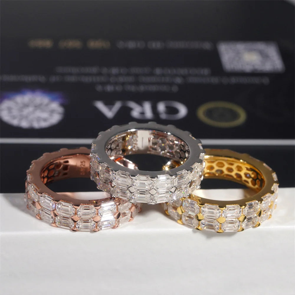 Two Row Baguette Iced Out Band Ring for Men, image 5