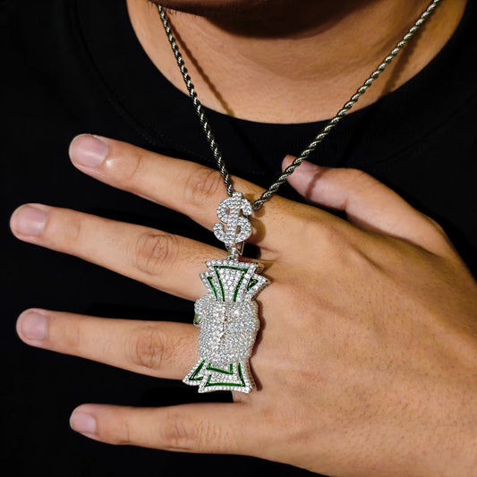 Iced Out Money Pendant Necklace for Men, image 6
