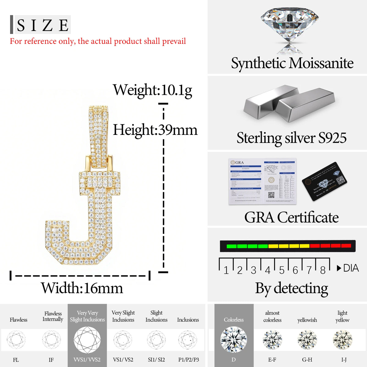 Moissanite Initial Pendant for Men, image 41