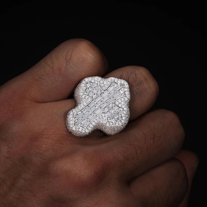 Iced Out Four Leaf Clover Ring for Men, image 6