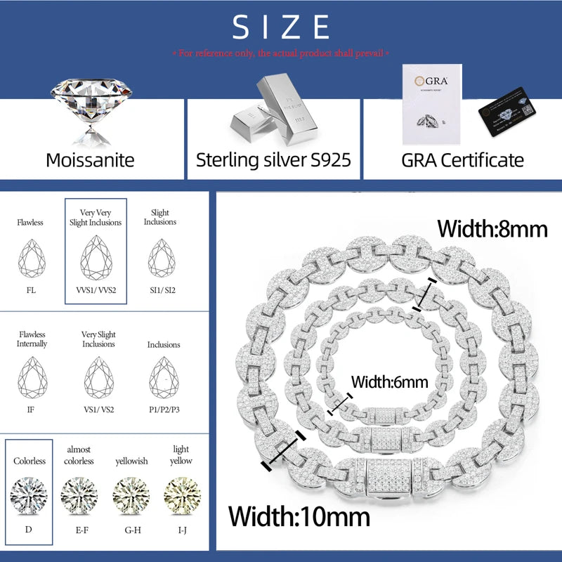 6mm to 10mm Moissanite Mariner Link Bracelet, image 3