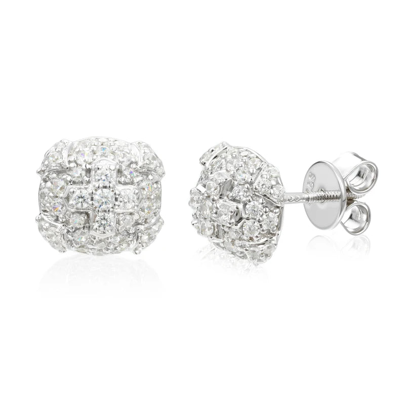 Iced Out Moissanite Cross Stud Earrings for Men, image 2