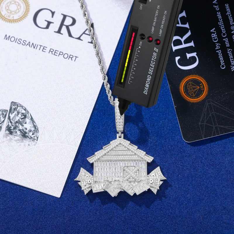 Iced Out House Pendant Necklace for Men, image 4