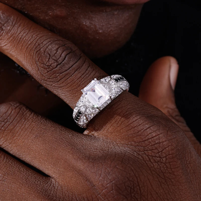 Emerald Cut Moissanite or Cubic Zirconia Signet Ring for Men, image 5