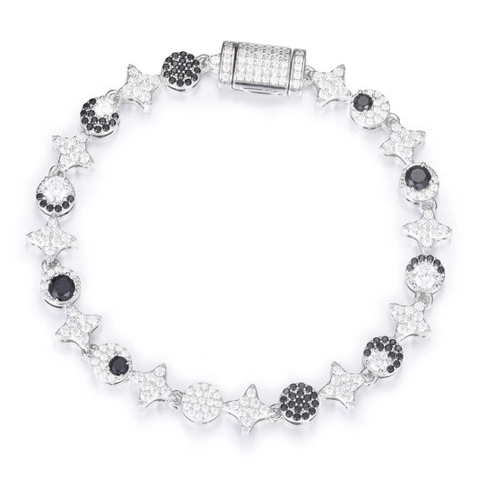 Iced Out Star and Moon Link Bracelet