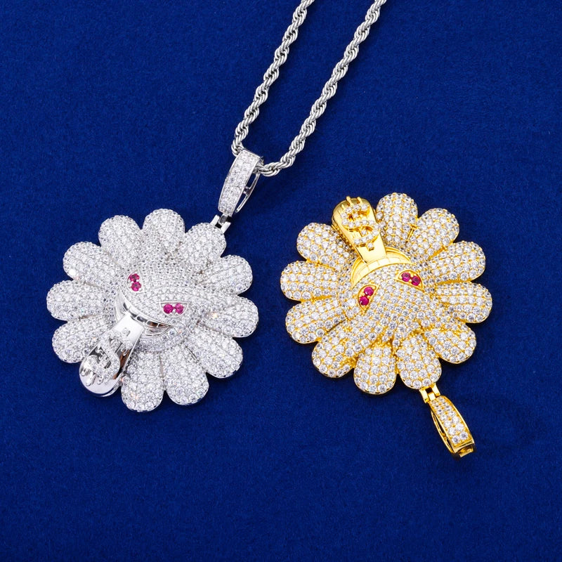 Iced Out Ghost Flower Pendant for Men, image 5