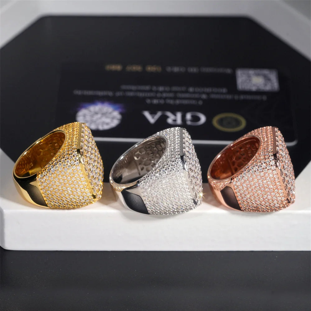 Iced Out Square Signet Ring for Men, image 3