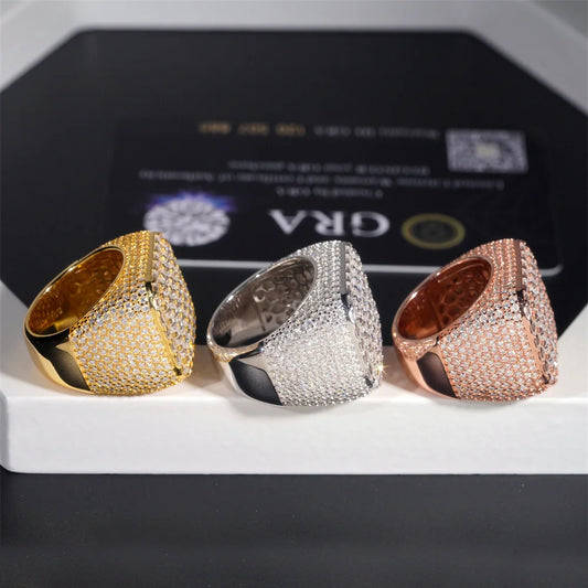 Iced Out Square Signet Ring for Men, image 3