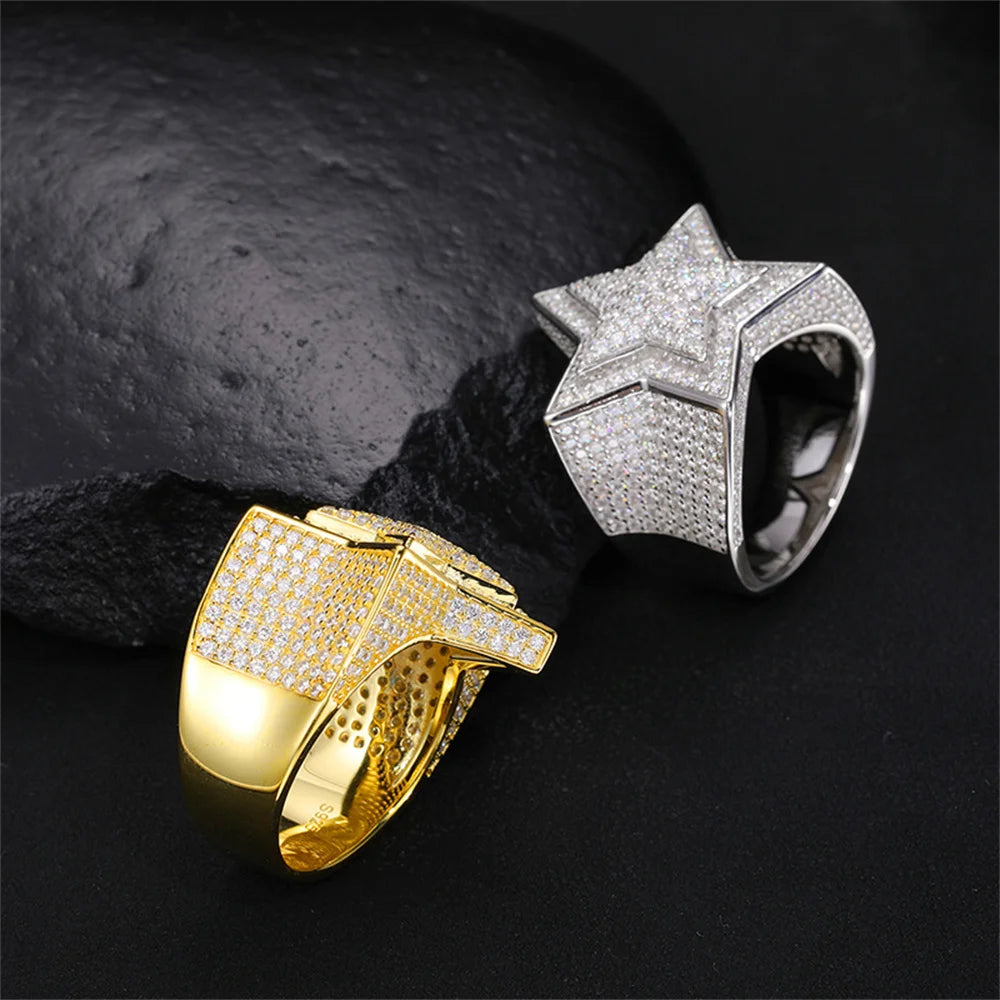 Iced Out Star Ring for Men, image 5