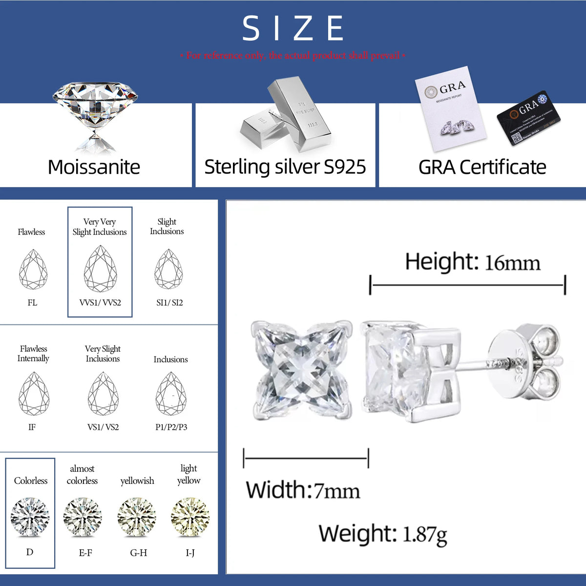 1ct Lily Cut Moissanite Stud Earrings, image 4
