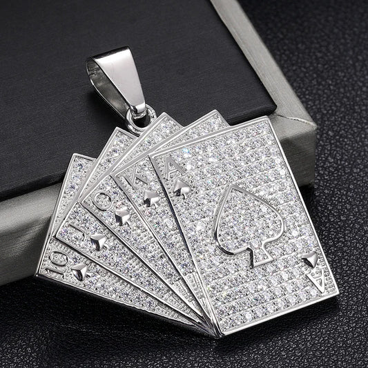 Iced Out Poker Card Pendant for Men, image 5
