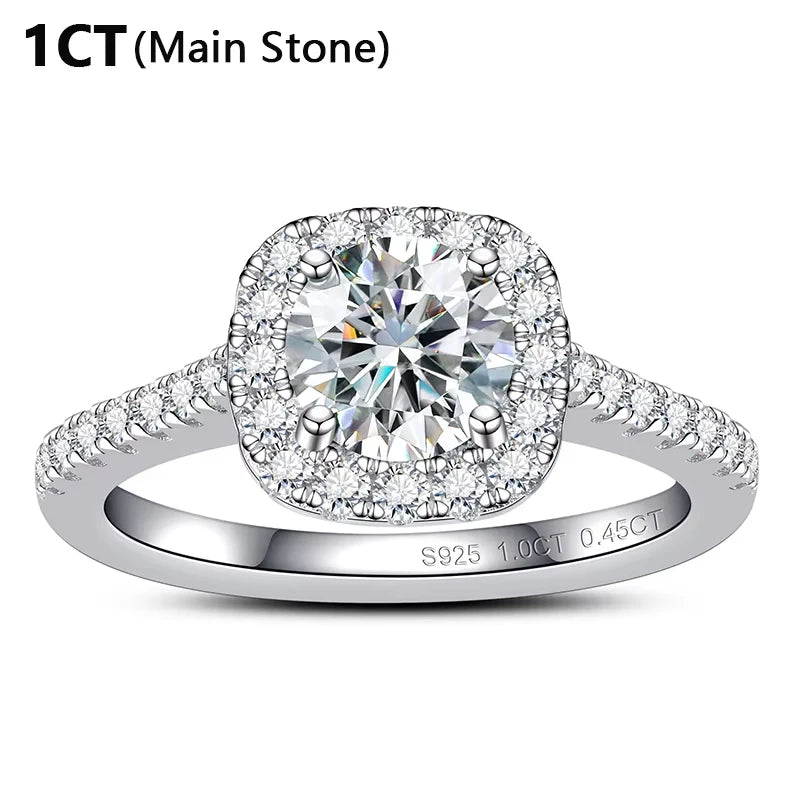6.5mm 1ct Moissanite Halo Engagement Ring, image 6