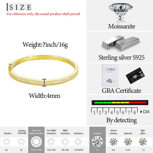4mm 3-Row Moissanite Micro Pave Bangle for Men, image 4