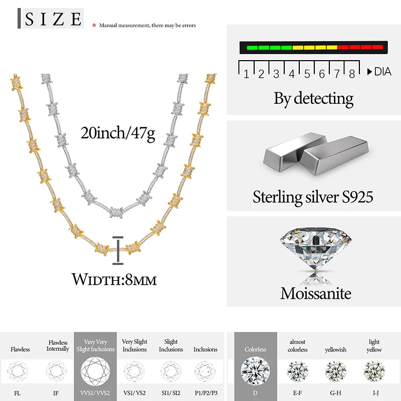 Iced Out Barbed Wire Necklace for Men, image 6