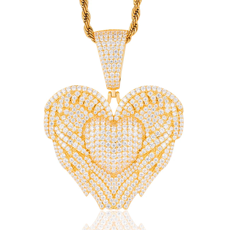 Iced Out Winged Heart Pendant Necklace, image 8