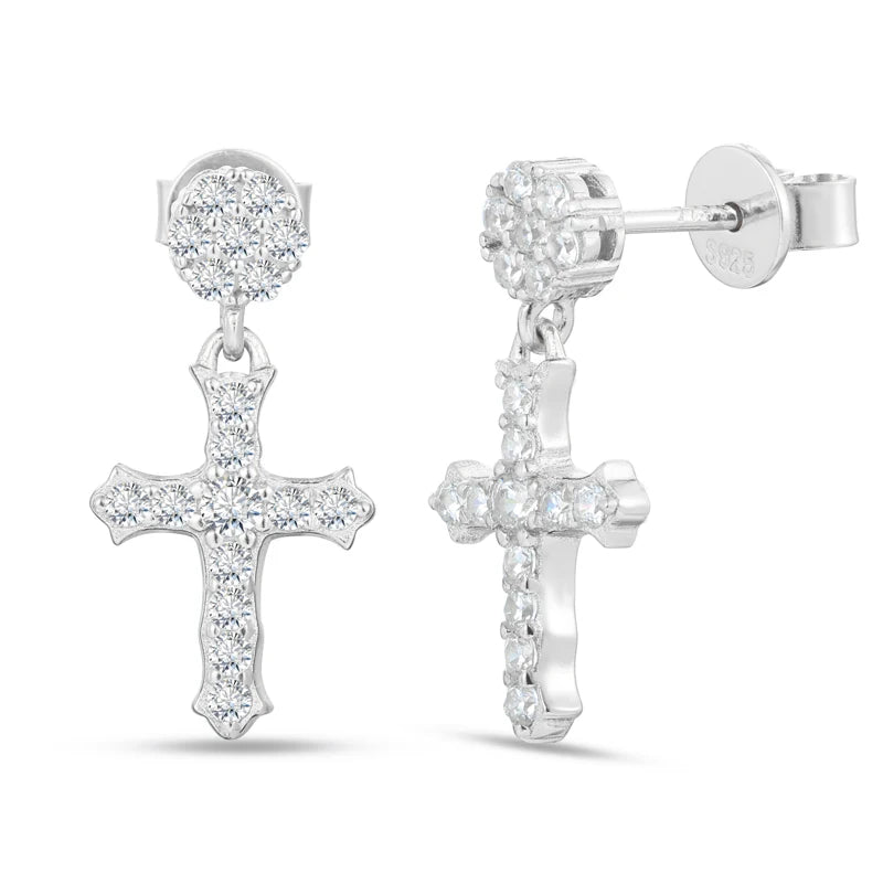 Moissanite Cross or Square Cluster Stud Earrings, image 8