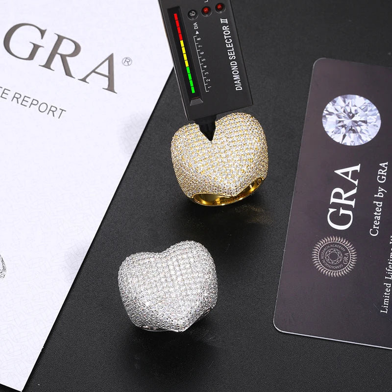 Iced Out Pave Heart Ring for Men, image 4