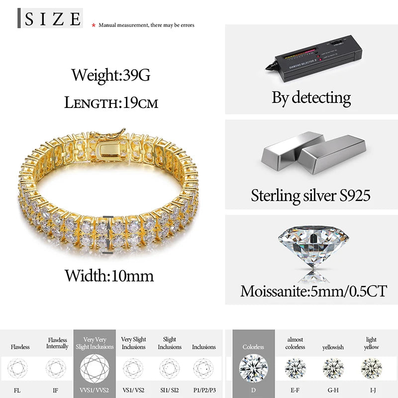Iced Out Double Row Tennis Bracelet for Men, image 7