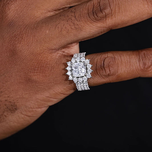 Iced Out Moissanite Flower Ring, image 5