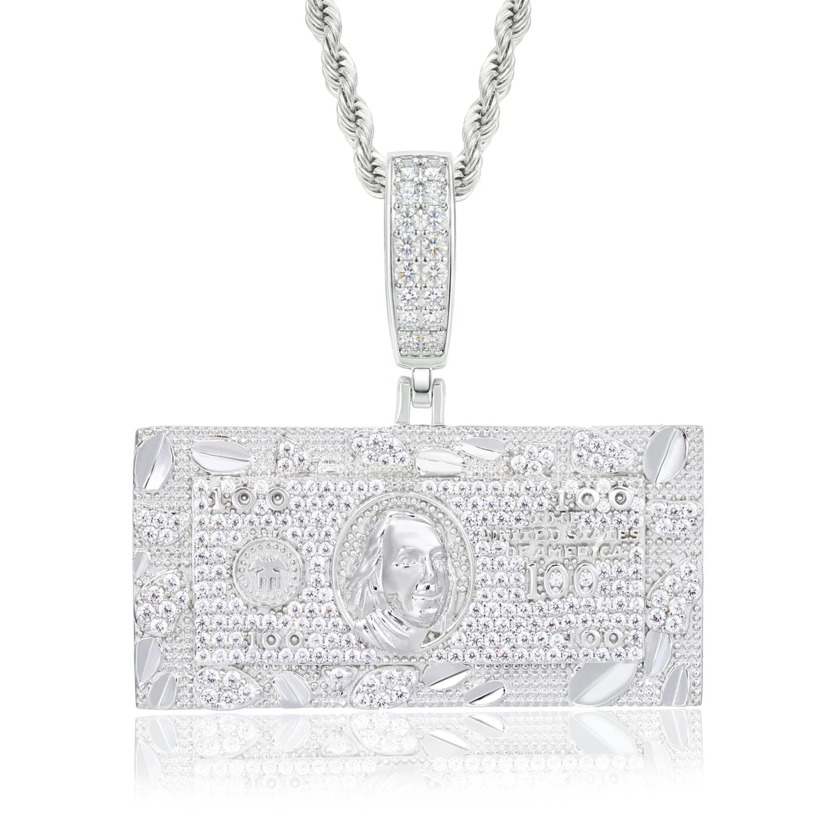 Iced Out Dollar Bill Pendant for Men