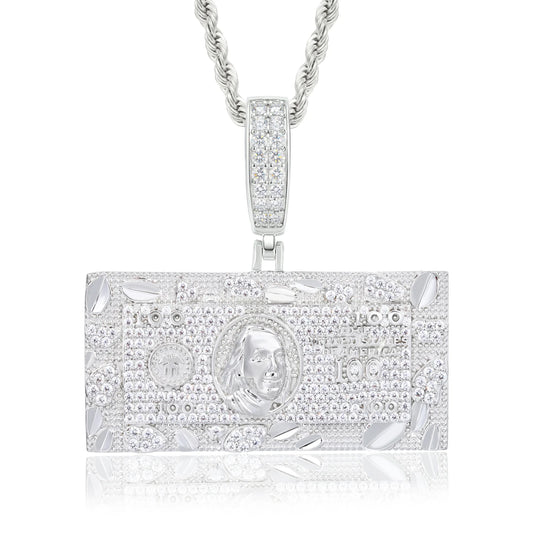 Iced Out Dollar Bill Pendant for Men