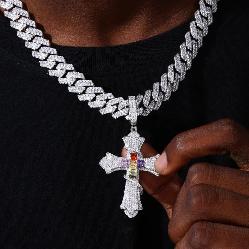 Iced Out Thorn Cross Pendant Necklace for Men, image 5