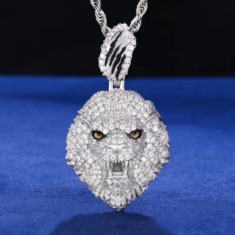 Iced Out Lion Head Pendant Necklace for Men, image 8