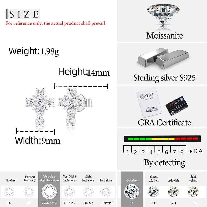 Iced Out Cross Stud Earrings for Men, image 4