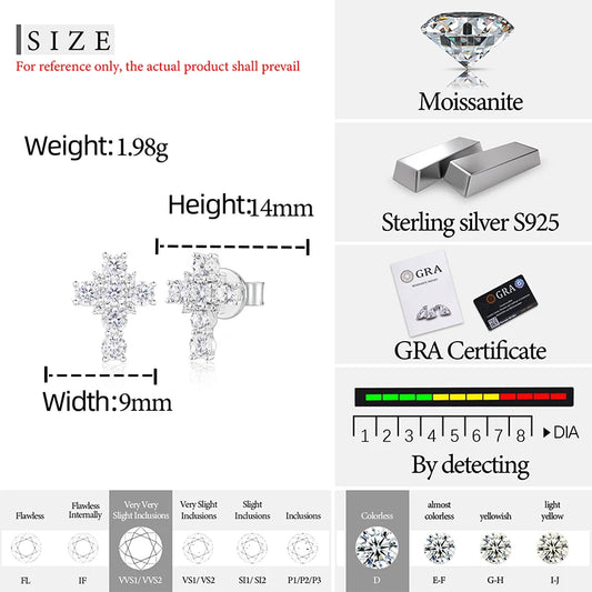 Iced Out Cross Stud Earrings for Men, image 4