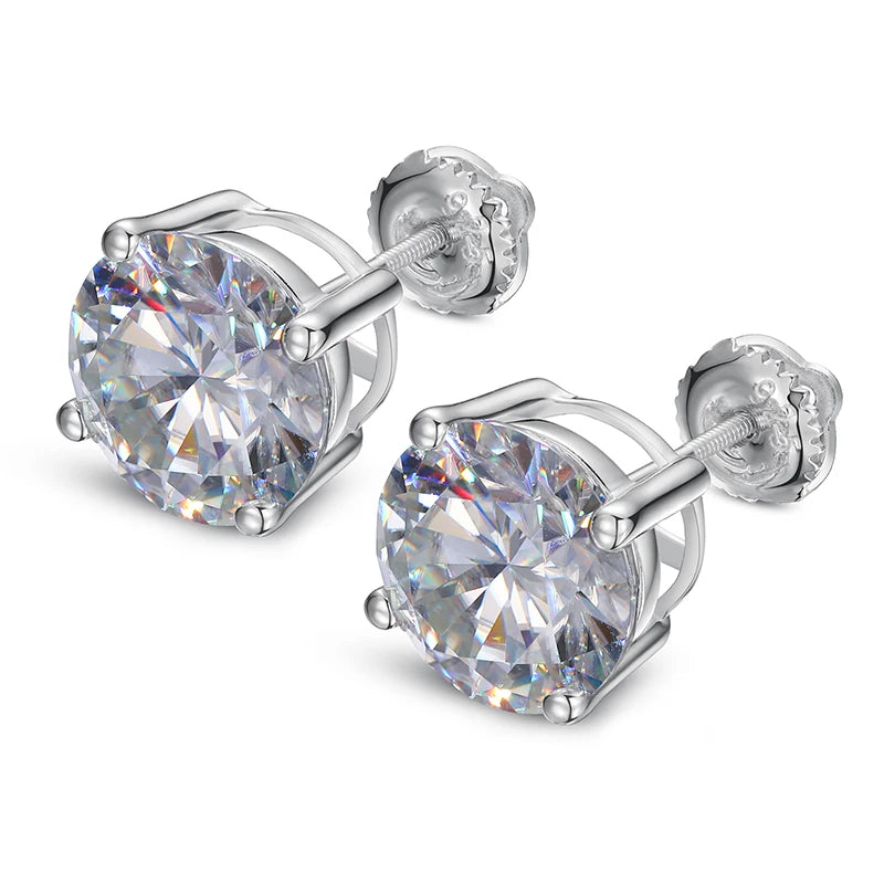 9mm 3ct Round Cut Moissanite Stud Earrings